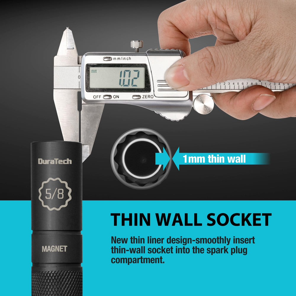 Laser-etched size markings on the socket for quick identification during work