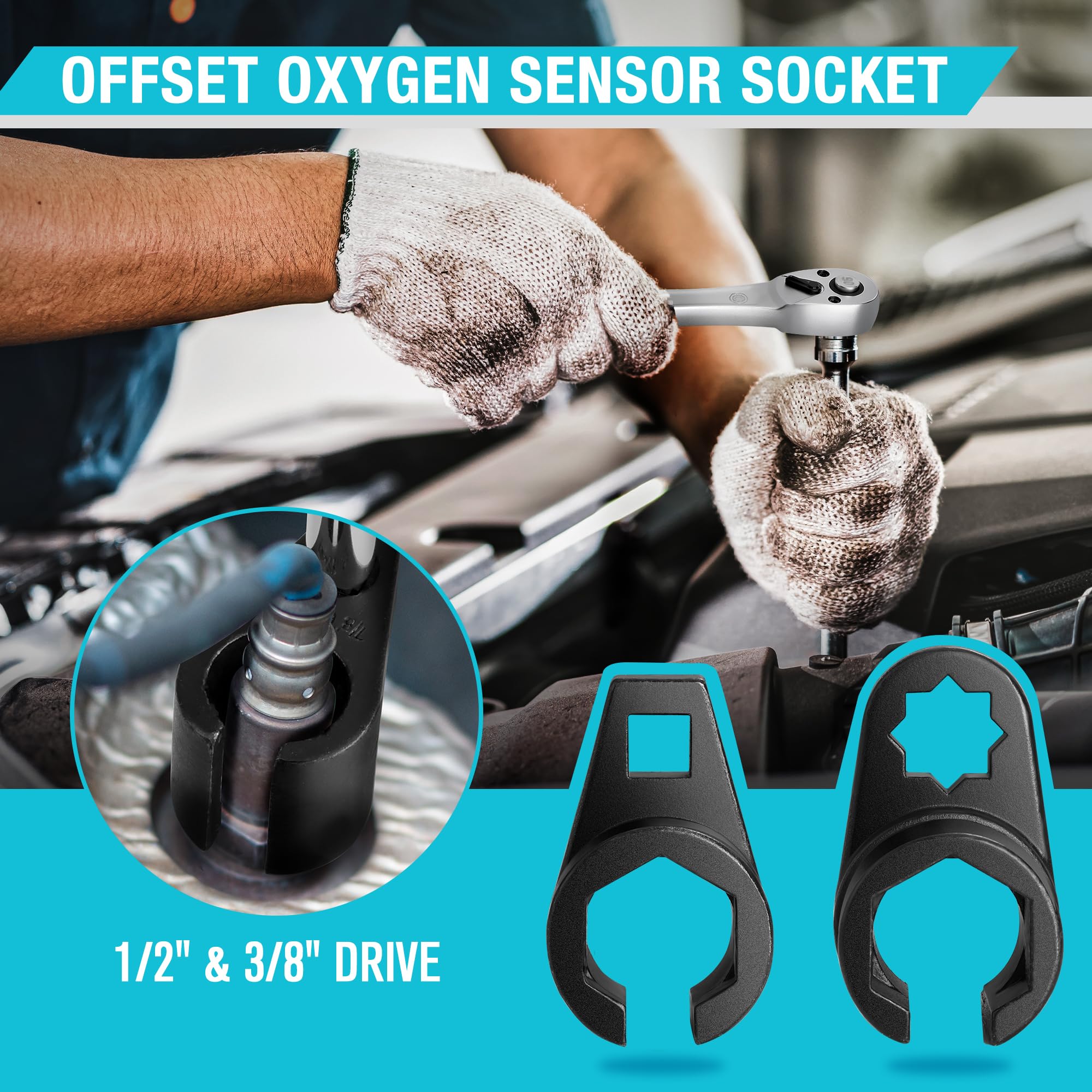 DURATECH long 3/8 in O2 socket for deep reach in tight engines