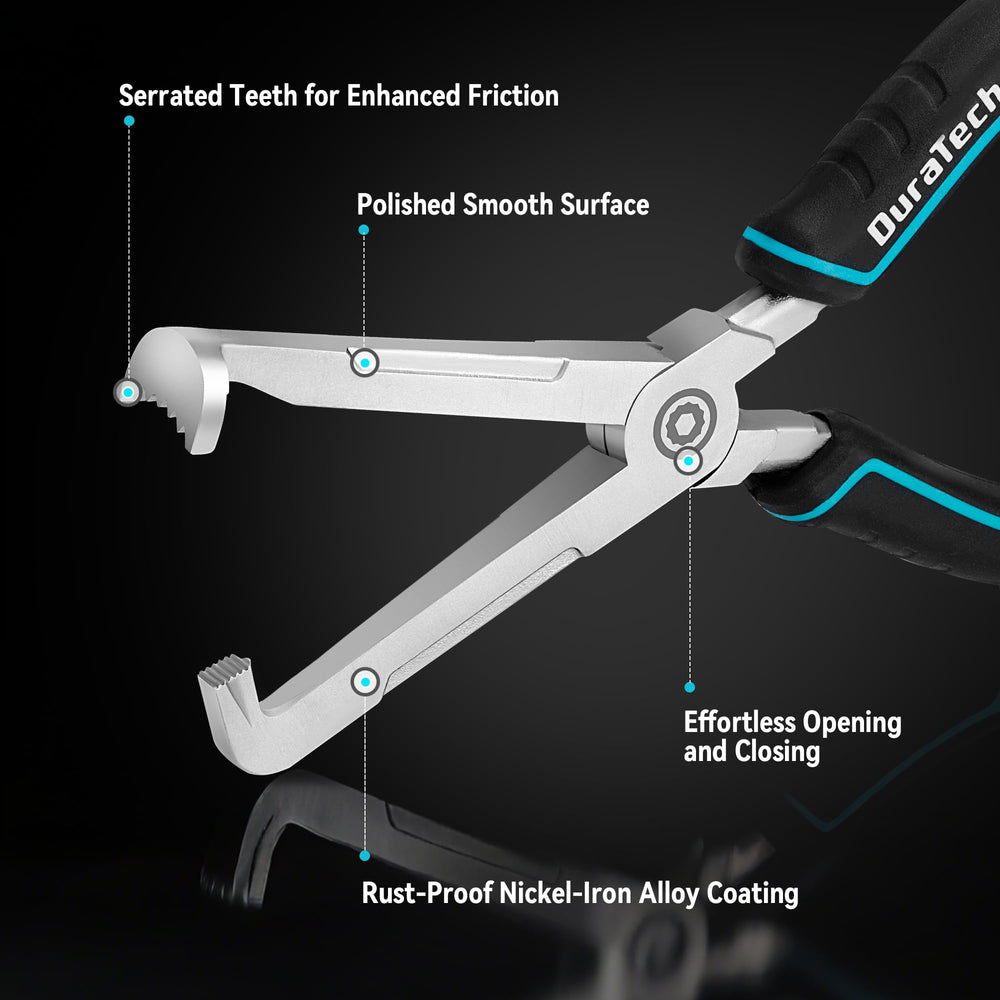 DuraTech straight head with half-moon serrated edge grips sensors securely.