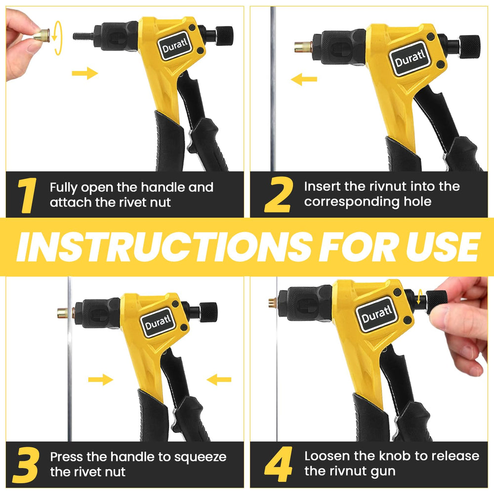 Duratl ergonomic grip reduces fatigue during rivet nut work