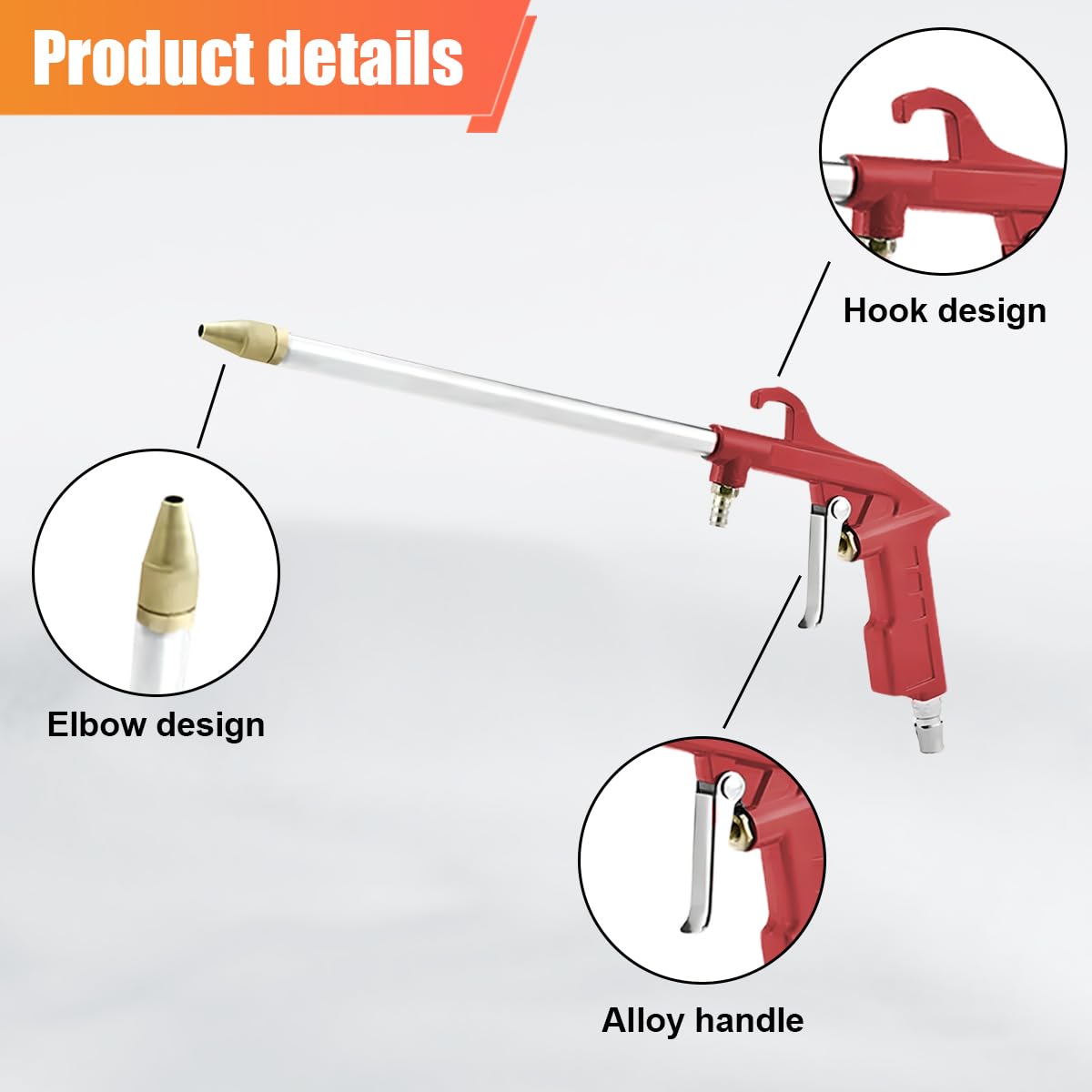 DUSCOKE cleaner nozzle reaches tight spaces like engine bays and wheels.