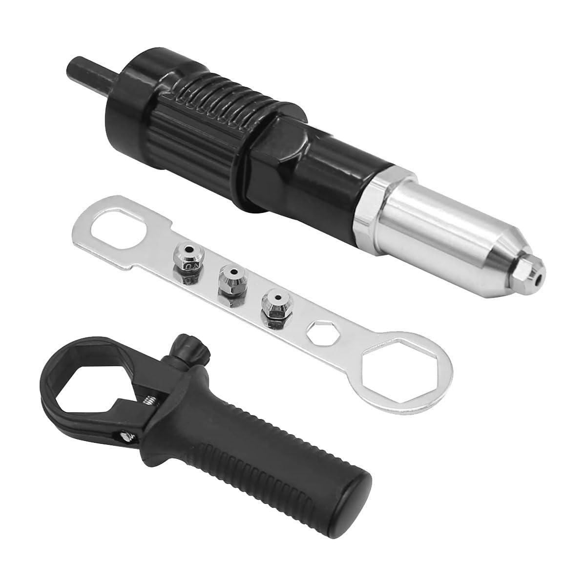 DUSCOKE rivet gun adapter kit with assembled heads for versatile size options.