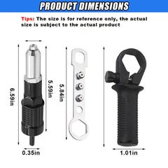 DUSCOKE rivet gun adapter connects quickly to a cordless drill for fast rivets.