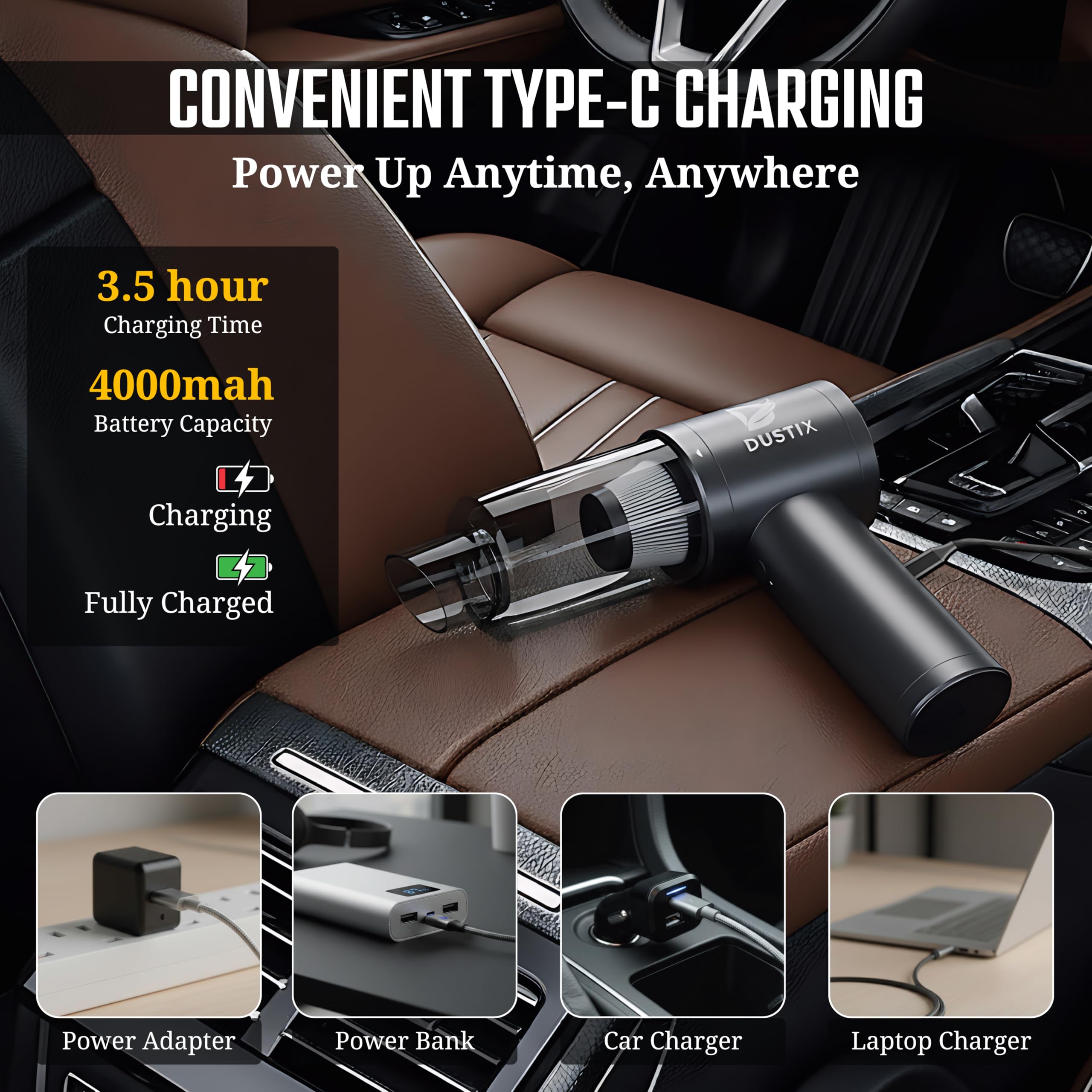 Dustix compact design fits in glovebox for easy storage