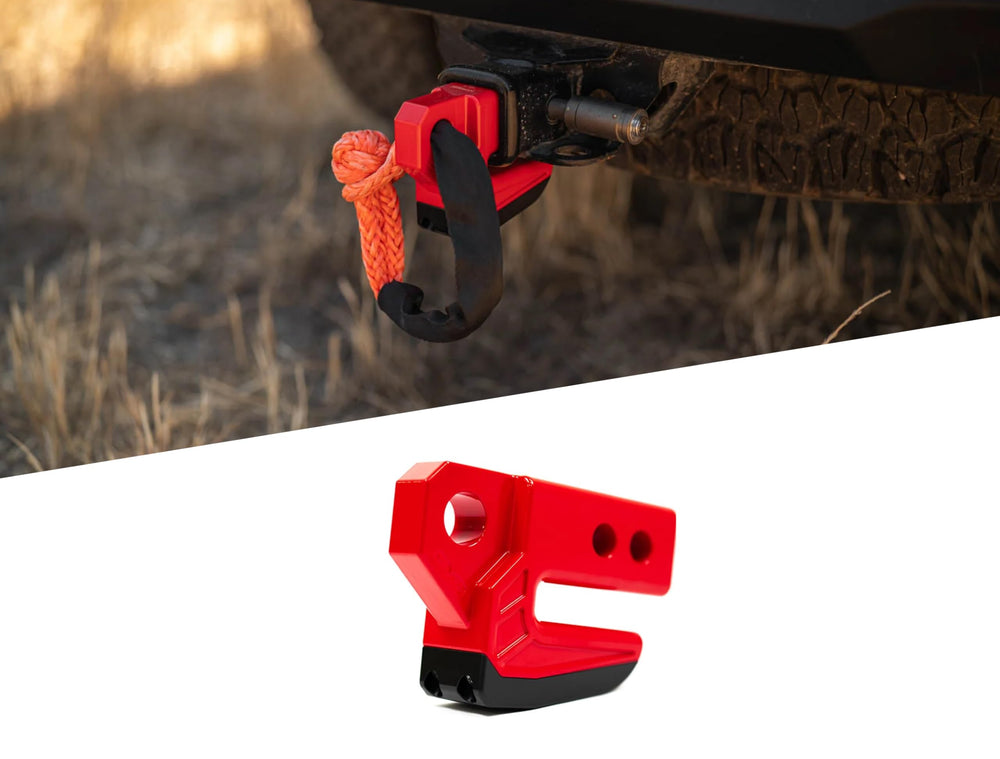 DV8 Offroad Xtract hitch skid plate raw finish protects hitch underside on rugged trails