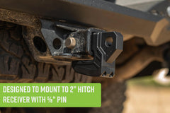 DV8 Offroad Xtract hitch skid plate red finish adds visibility and trail-ready style