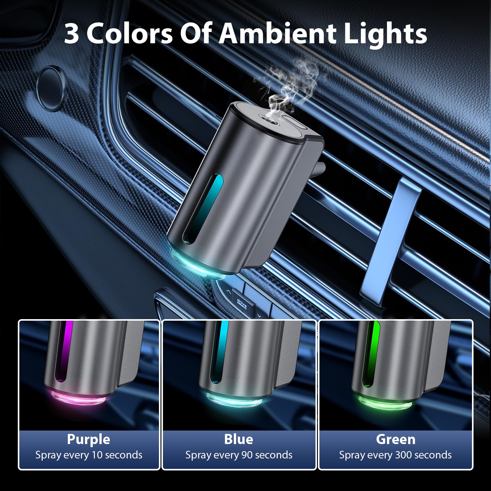 Dvqag car diffuser with three modes for customizable fragrance intensity