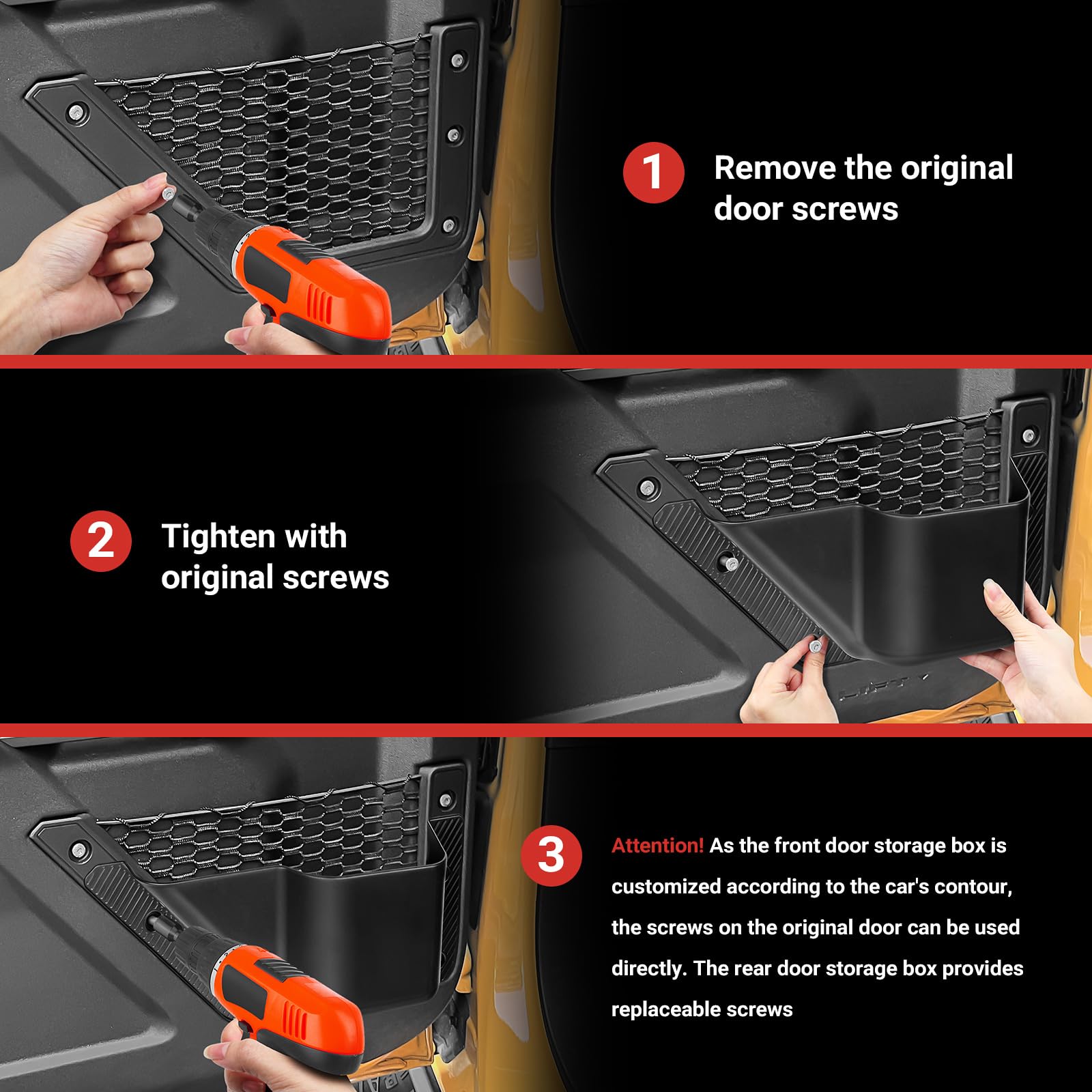 DWKJMYCP bronco accessory enhances interior storage without seat interference.