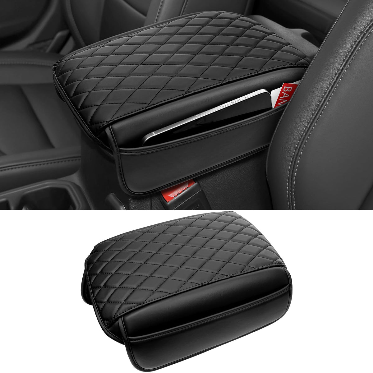 DWKJMYCP leather center console armrest cover on Jeep Wrangler JL/JLU protects the armrest.