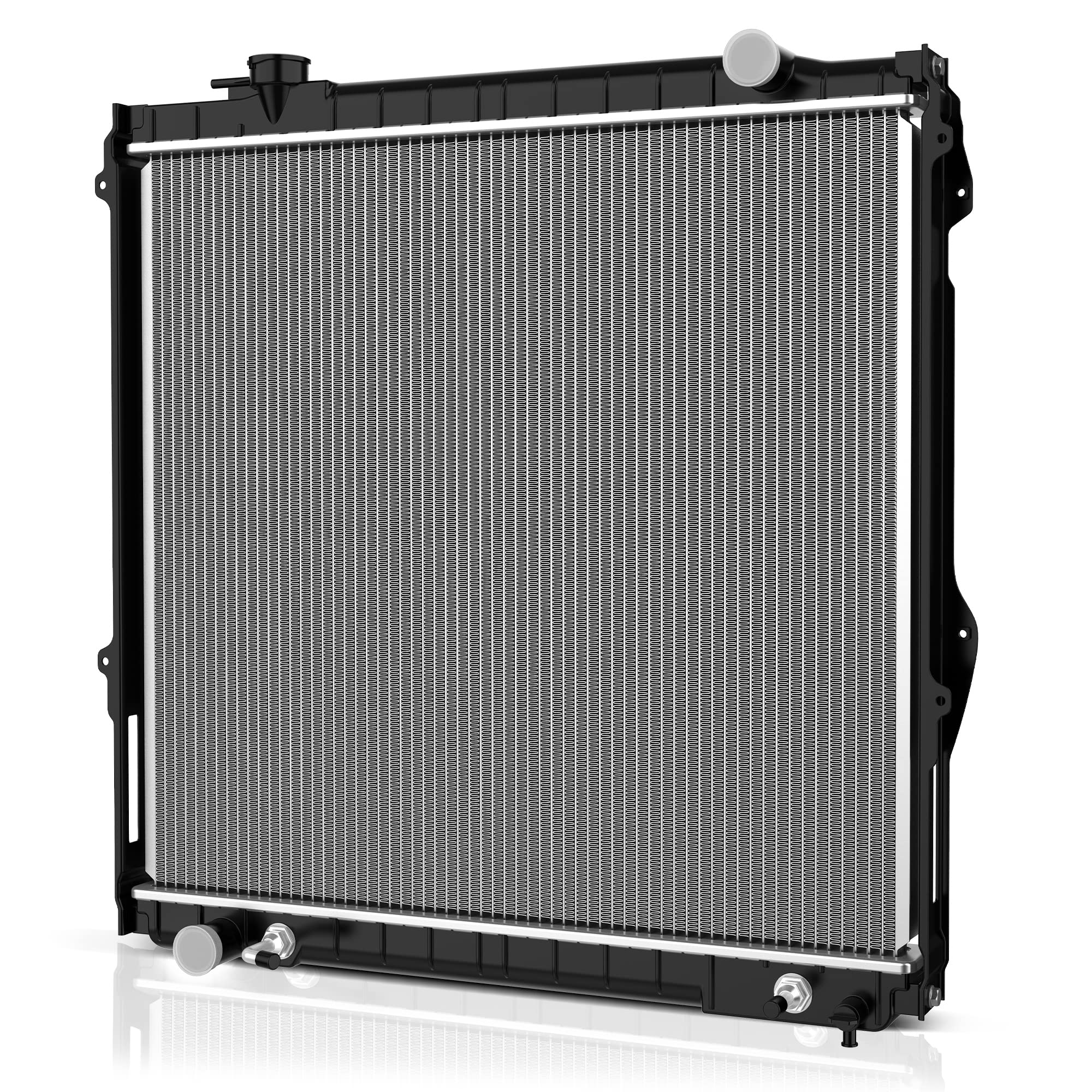 DWVO complete radiator front view with durable core for Tacoma reliability