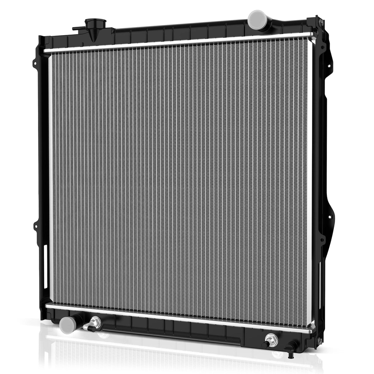 DWVO complete radiator front view with durable core for Tacoma reliability