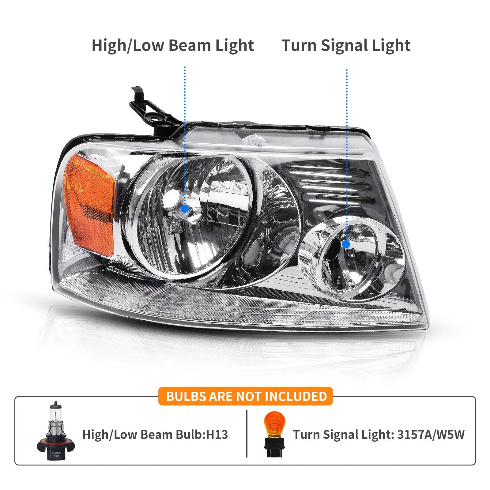 DWVO headlight pair for driver and passenger sides, ready for direct replacement