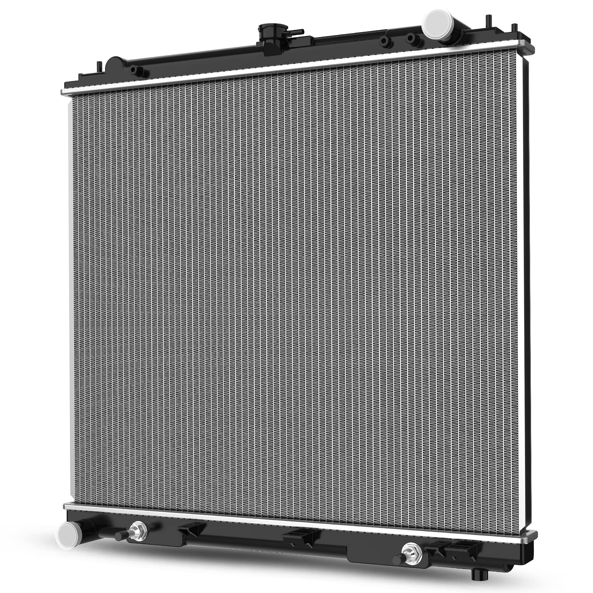 DWVO radiator complete for Pathfinder, Frontier, Xterra, and Equator, ready for installation and driving scenarios.