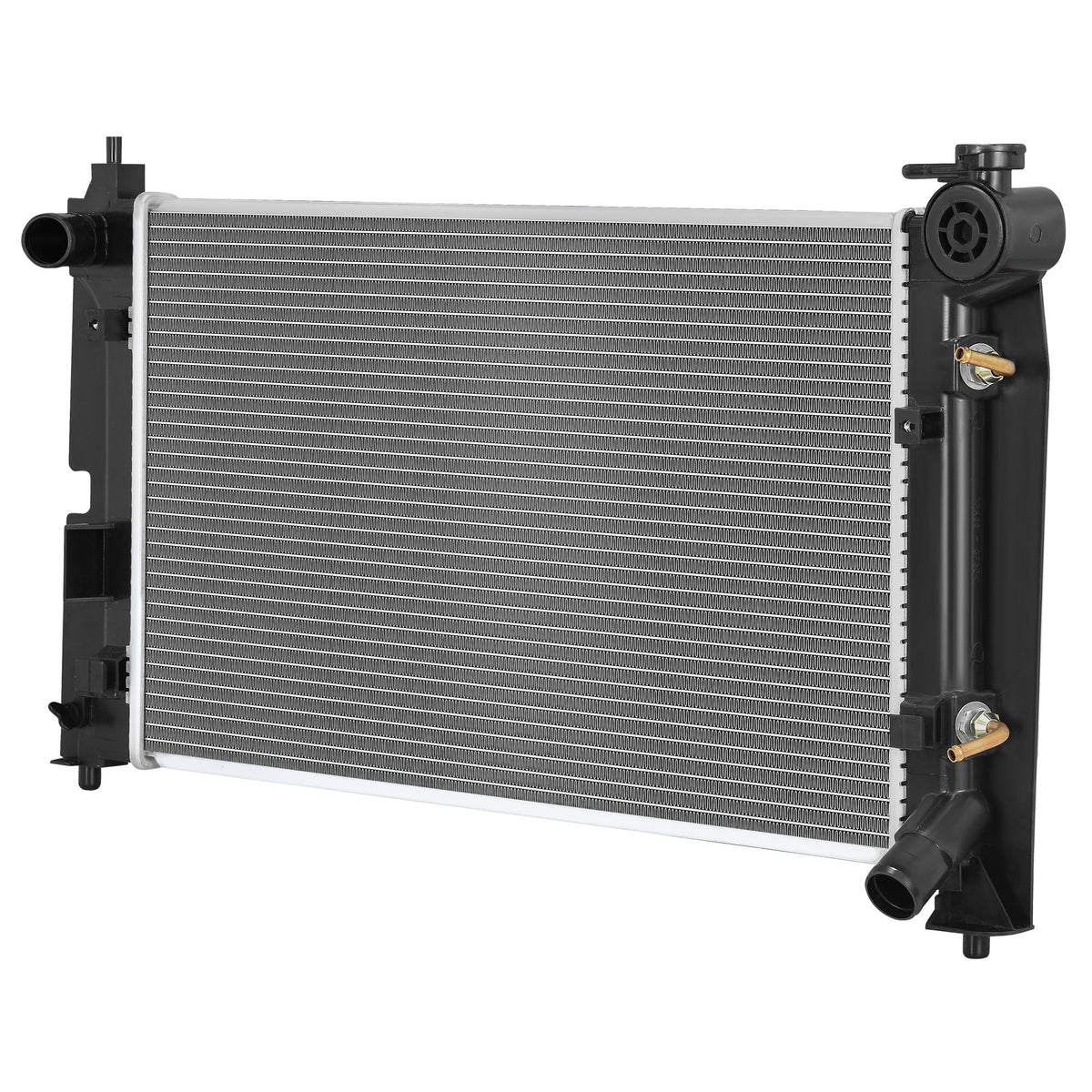 DWVO radiator for Pontiac Vibe front view with direct OEM fit for reliable cooling.