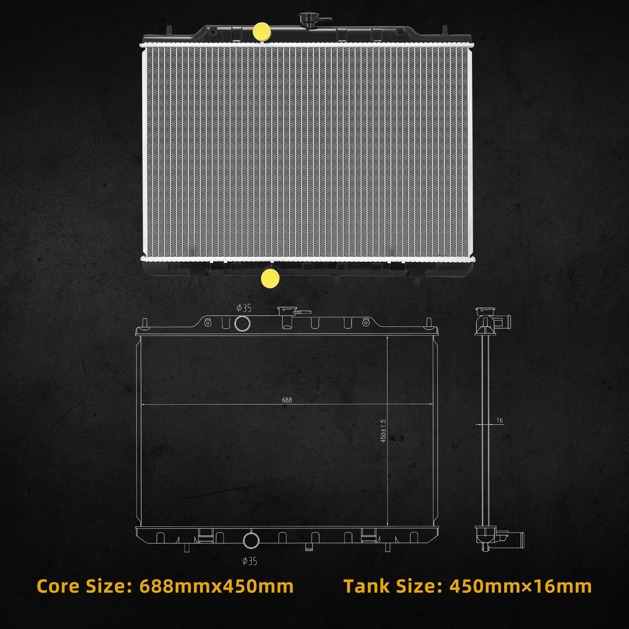 DWVO radiator Rogue core detail highlighting high-density fins for efficient cooling