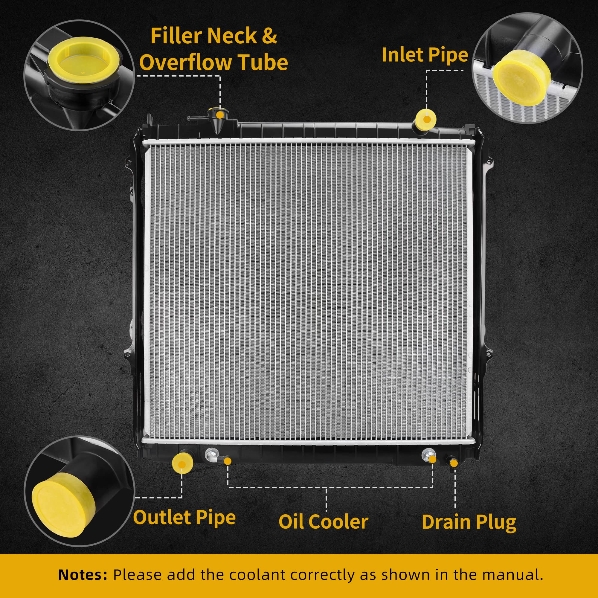 DWVO radiator packaging note showing foam corners for safe transit