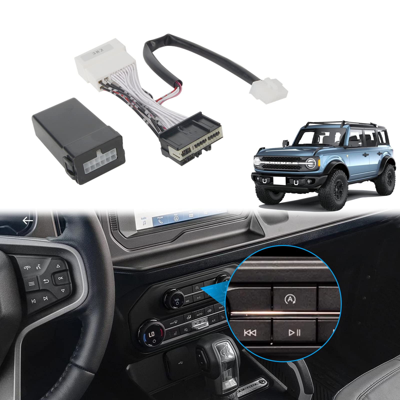 DXGTOZA Bronco Stop Eliminator cable mounted in engine bay for plug-and-play setup.