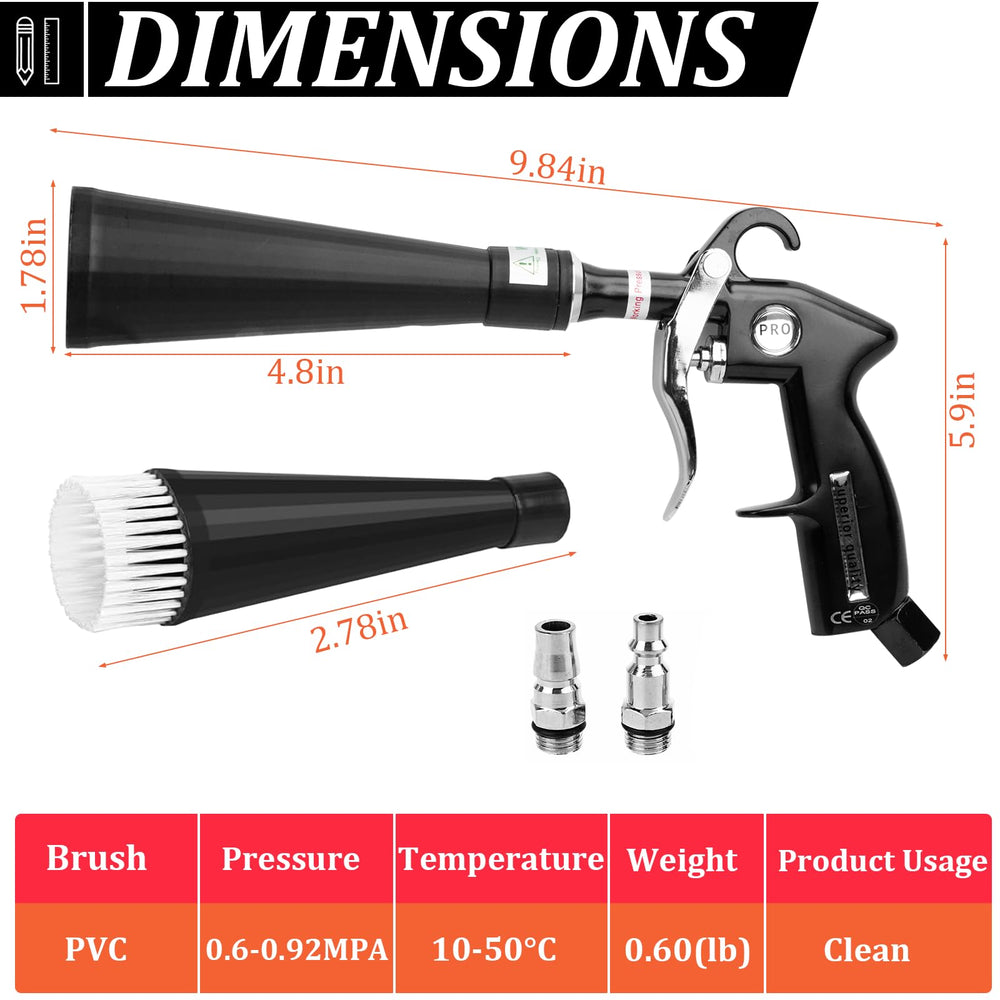 DXphita detailing gun detail brush nozzle reaches tight corners.