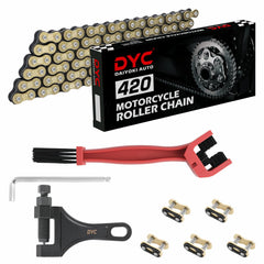 DYC DAIYOKI 420 chain 132-links in gold and black, ready for precise sizing.