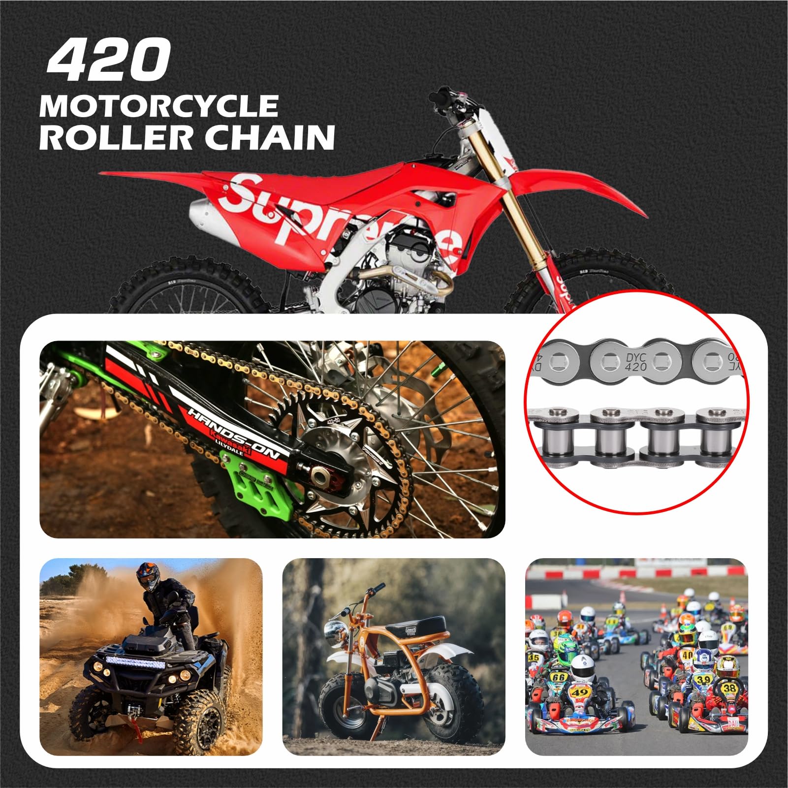 DYC Daiyoki 420 chain maintains smooth engagement and efficient power transfer.