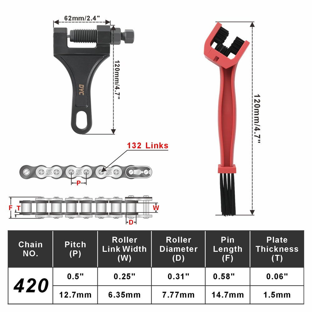 DYC Daiyoki chain breaker tool sizes the chain for a clean fit.