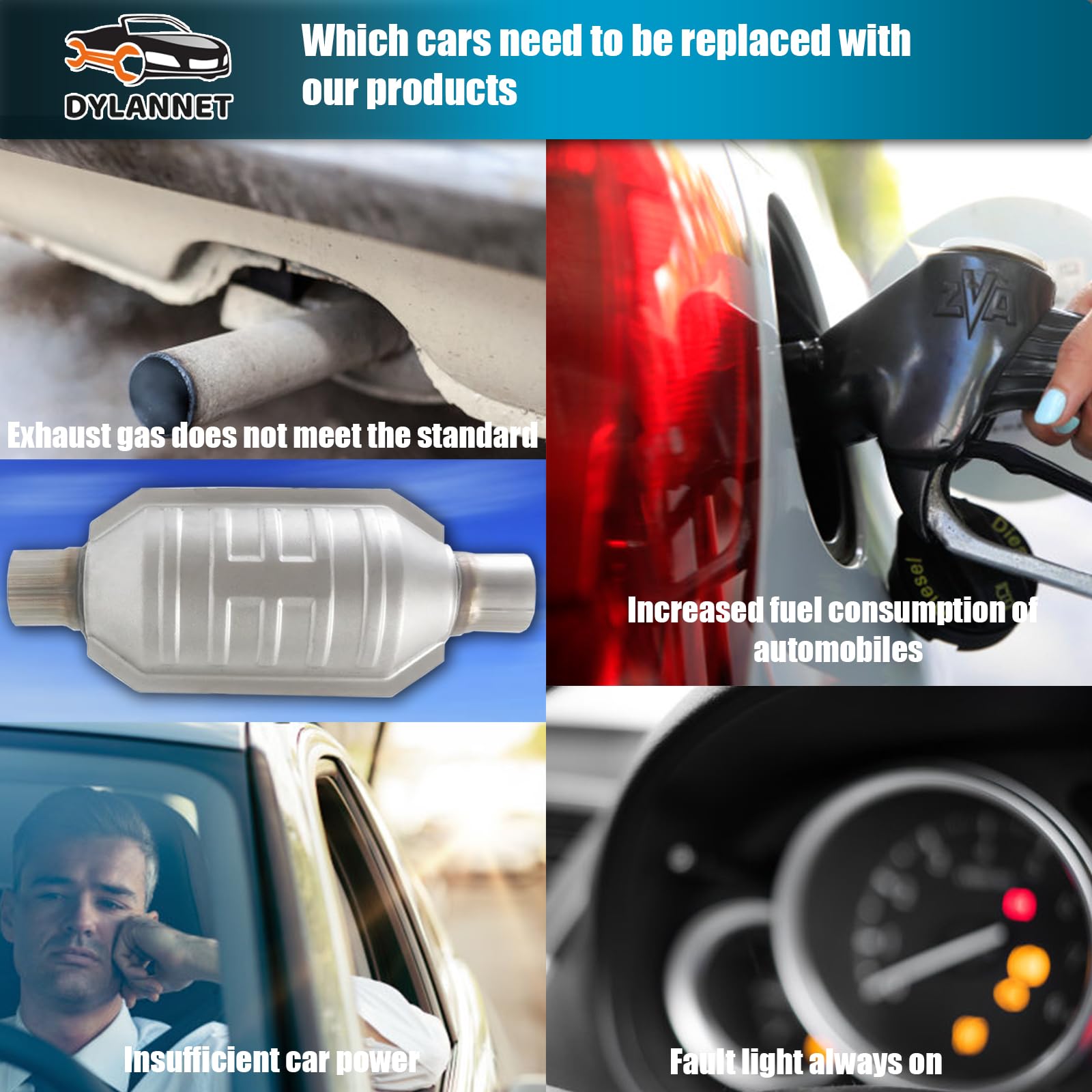 Dylannet universal-front cat converter fits a wide range of vehicles.