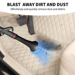 Dynaiency interior dash cleaning using brush head removes grime from dashboard crevices.