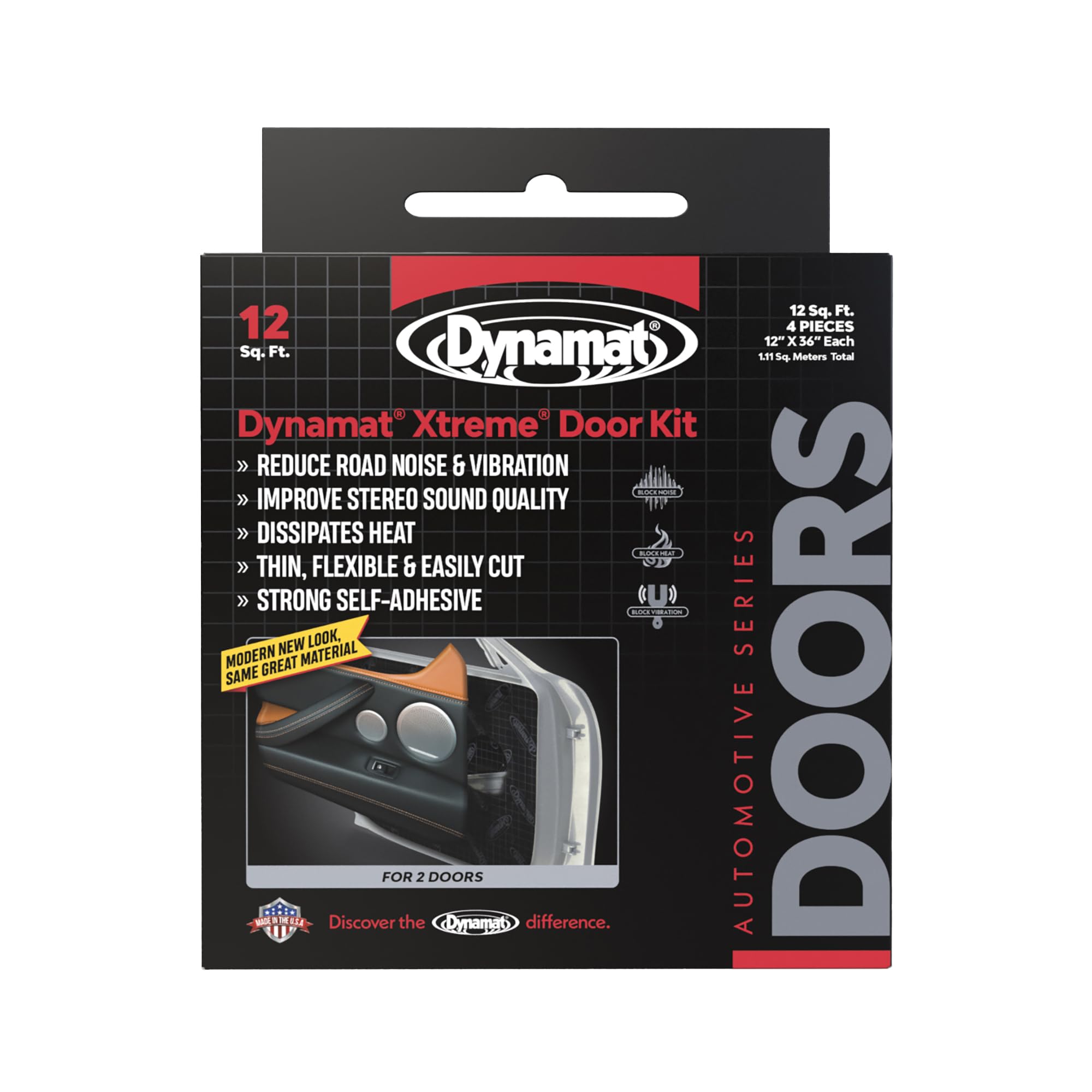 Dynamat Xtreme door kit front view showing four sheets for two doors