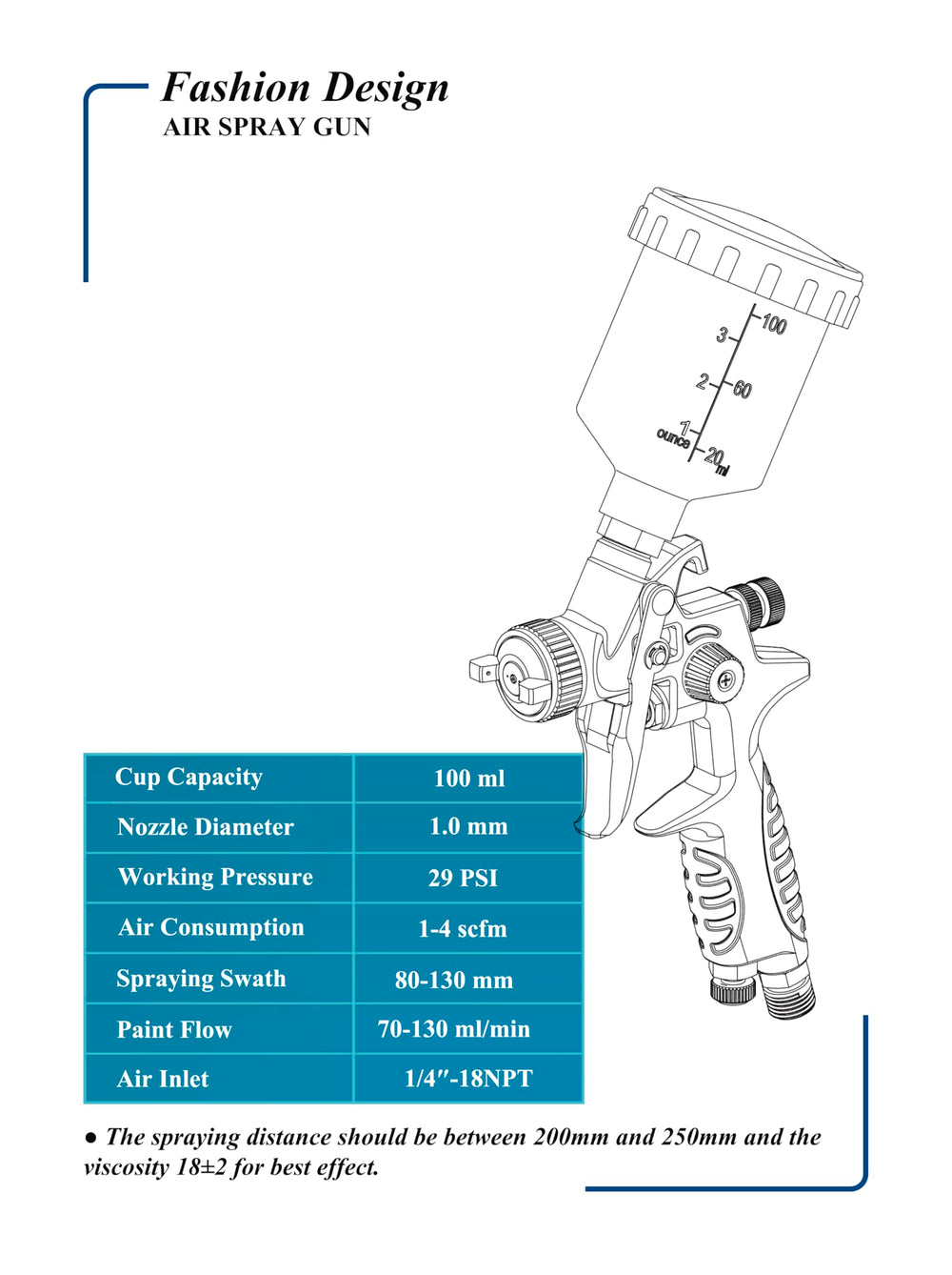 Dynastus Touch Up 1.0mm nozzle enabling finer atomization for detailed work.