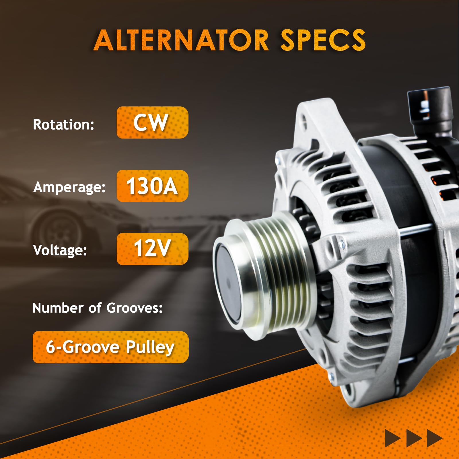 DynaVim Parts alternator for Pilot side view demonstrates compact fitment for V6 3.5L.