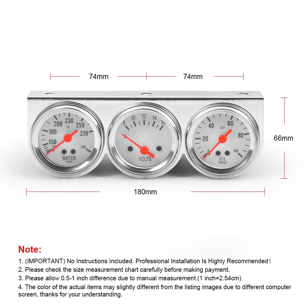 Dyno Racing 52mm illuminated dial for night readability.