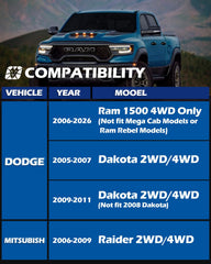 Dynofit 2in leveling kit side view on Ram 1500 enhances stance and tire compatibility
