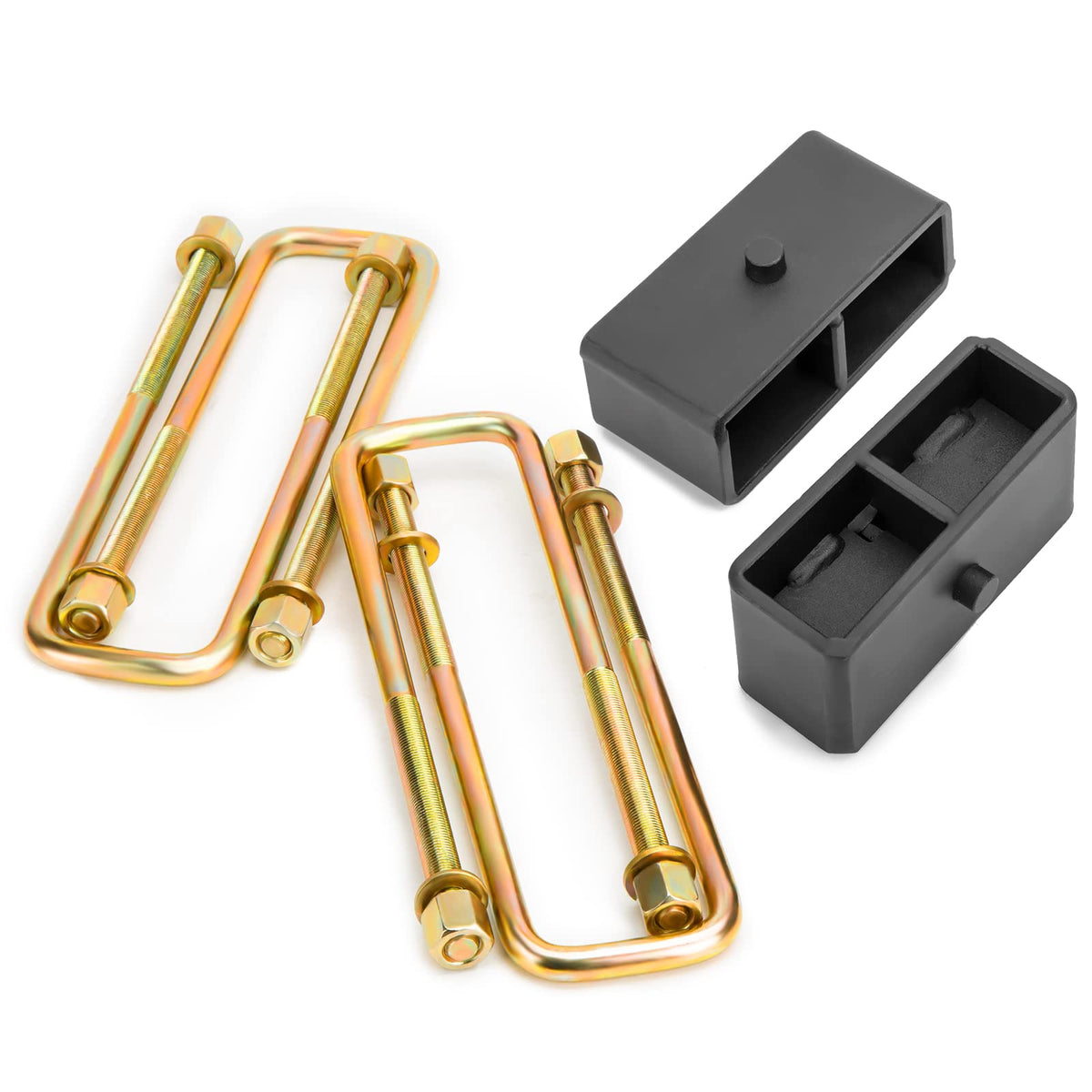 Dynofit 2in rear lift block for Silverado improves leveling and load support.
