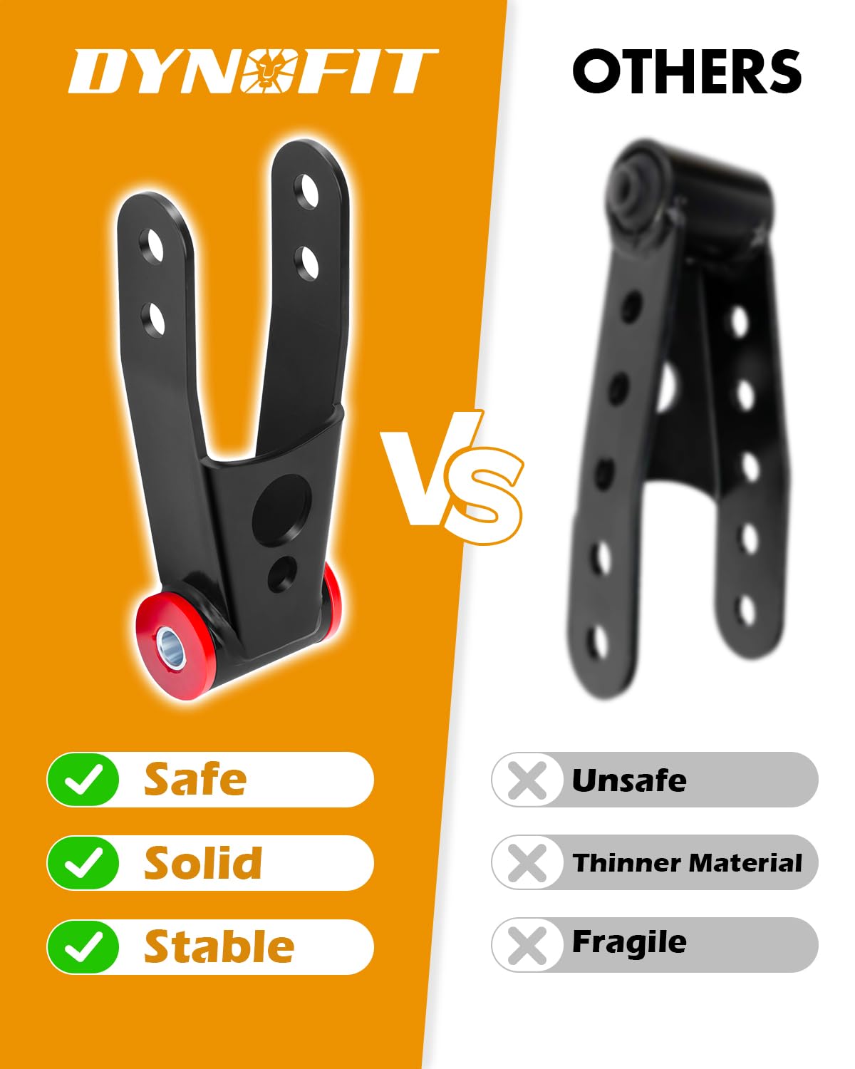 Dynofit black powder-coated welds highlight corrosion resistance and rugged durability.