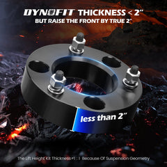 Dynofit F150 2-in lift stance on trail-ready truck shows improved tire clearance.