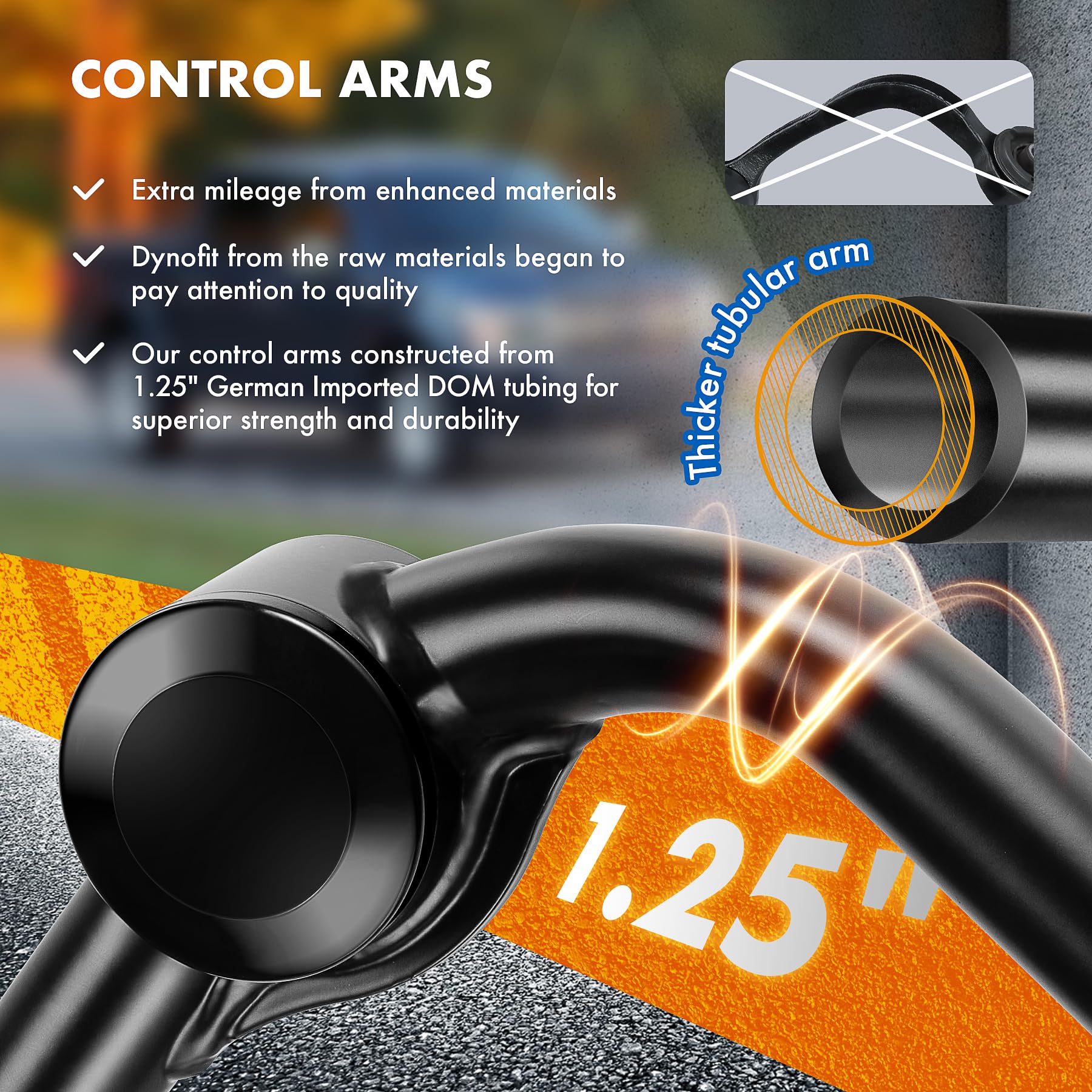 Dynofit F150 upper control arm designed for 2-4 inch leveling kits