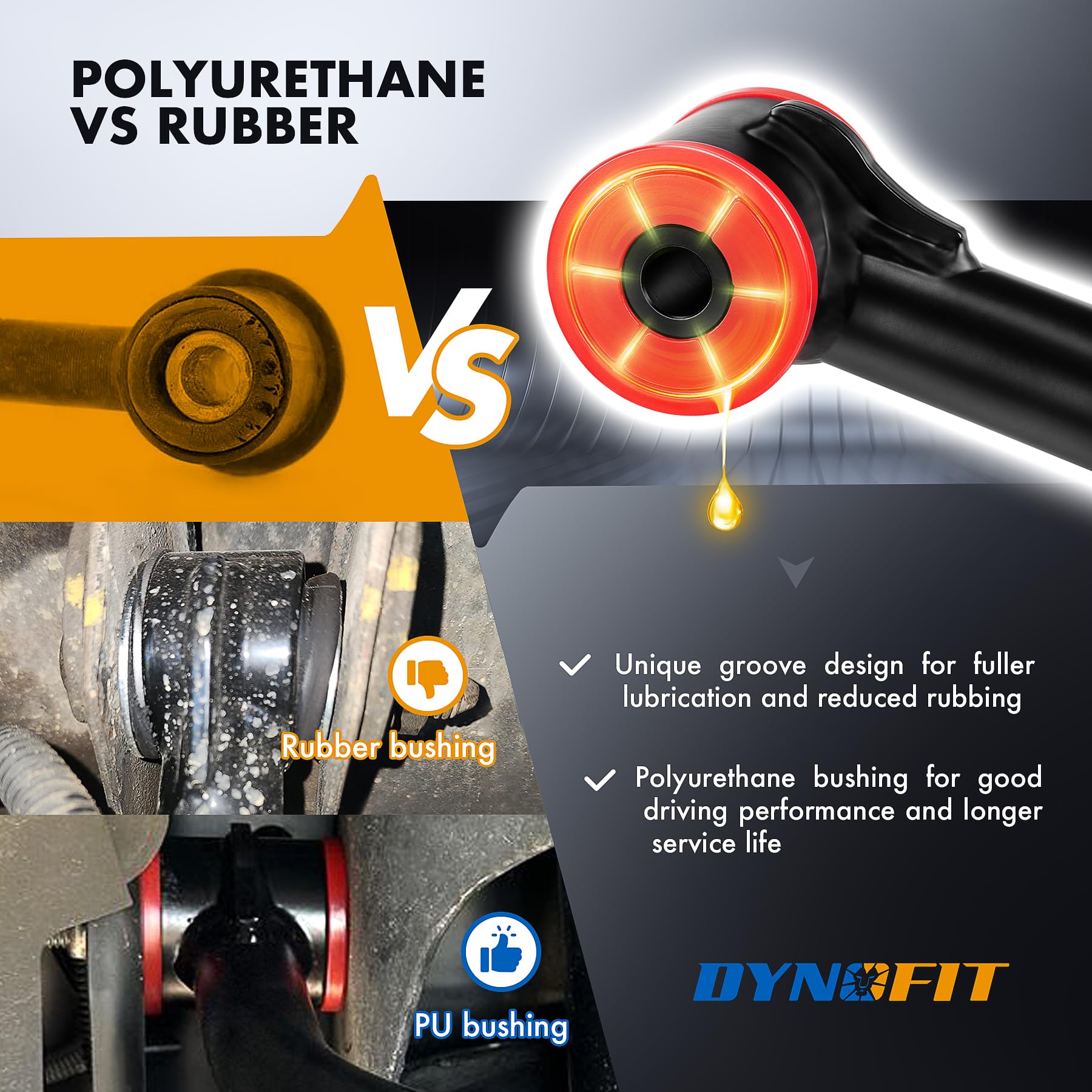 Dynofit F150 upper control arm showing replaceable ball joint for easy maintenance