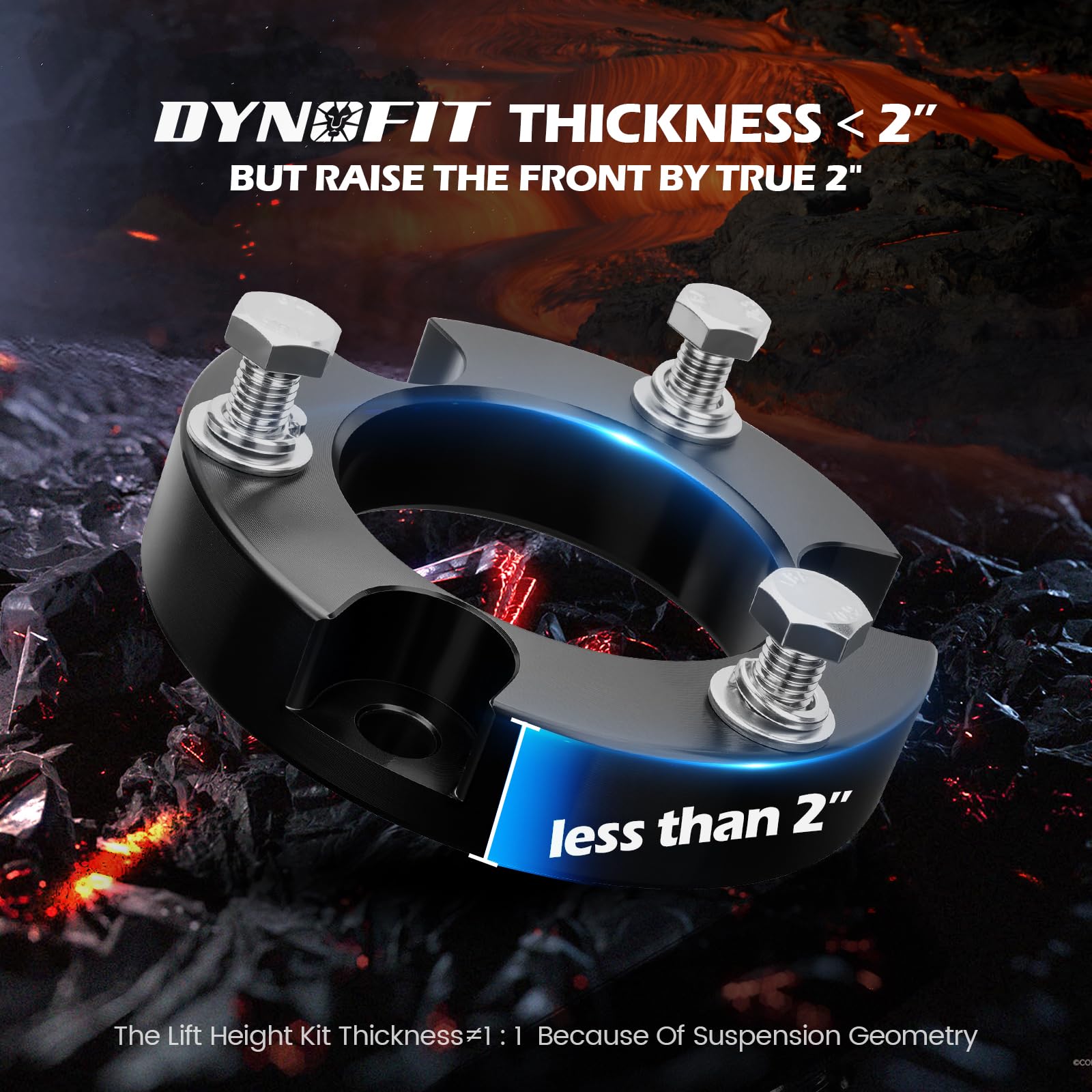 Dynofit forged aluminum T6 spacers show durable construction.