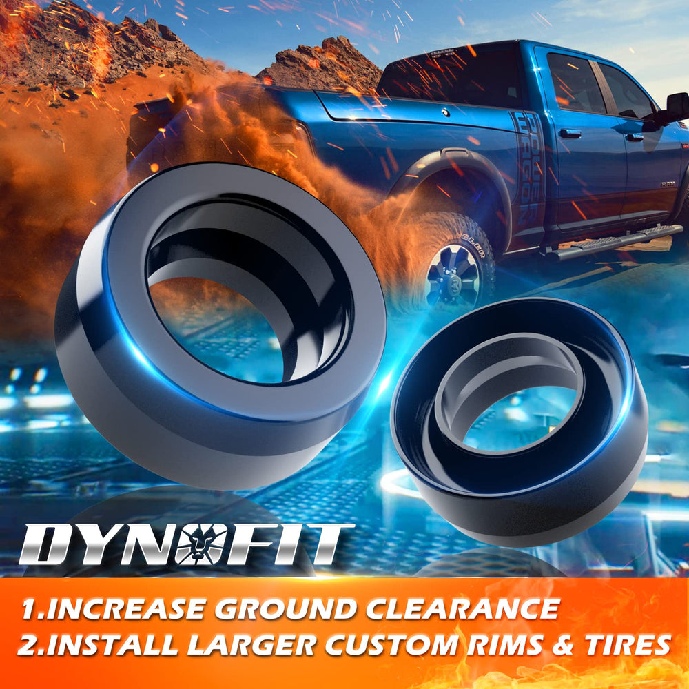 Dynofit Ram 2500/3500 front level kit improves ground clearance and stance.
