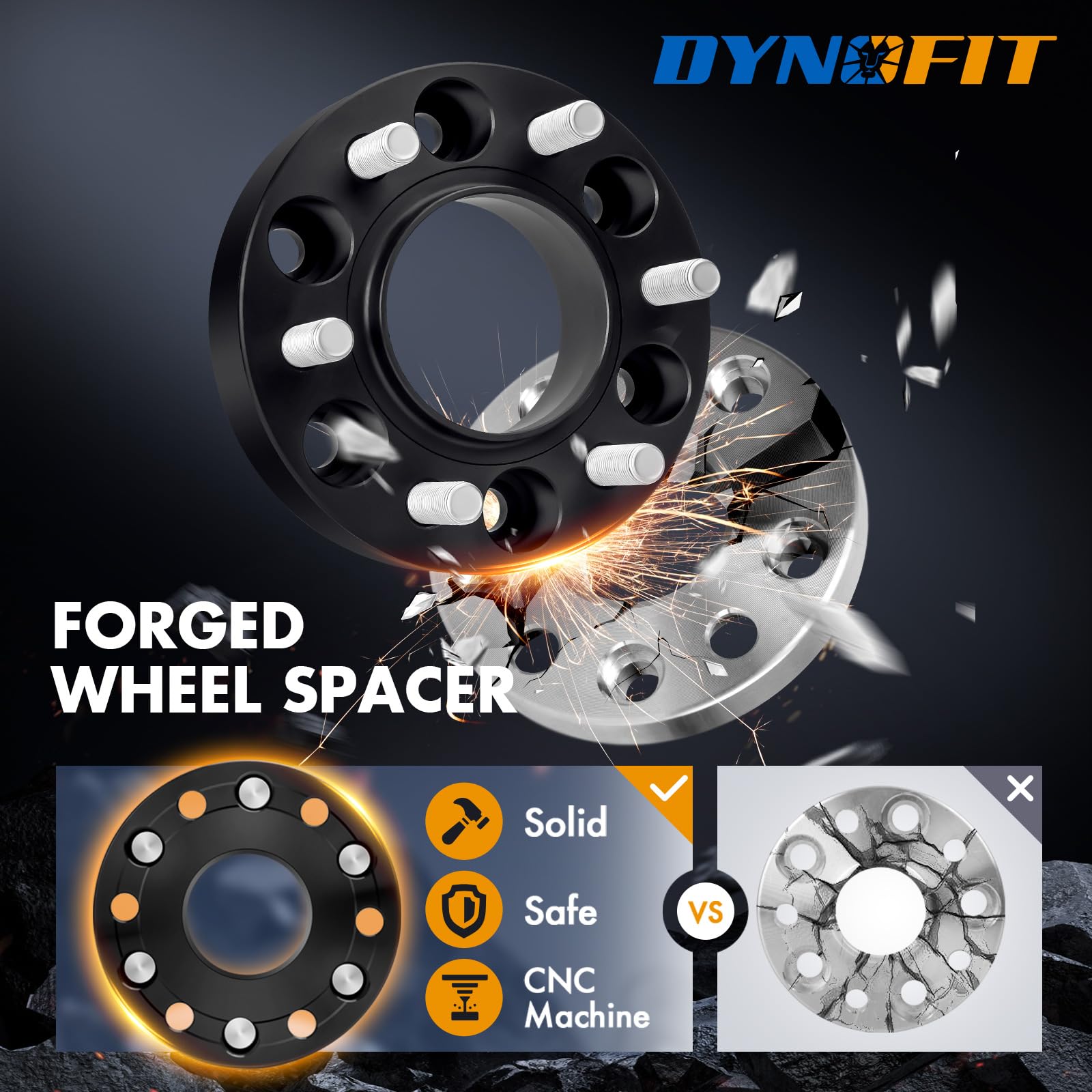 Dynofit spacer on Navigator boosts tire fitment and stability during turns.