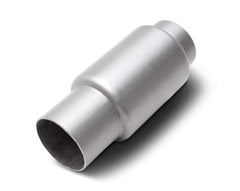 Dynomax Race Bullet 24250 exhaust resonator showing durable welded construction and deep race tone