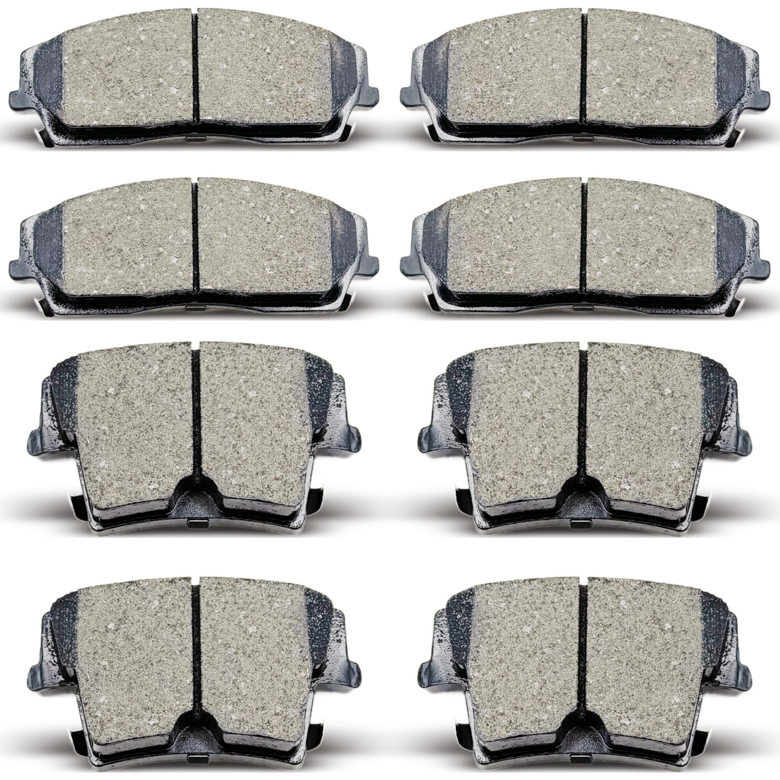DYZJKWJW D1056/D1057 front brake pads close-up with ceramic material and low dust.