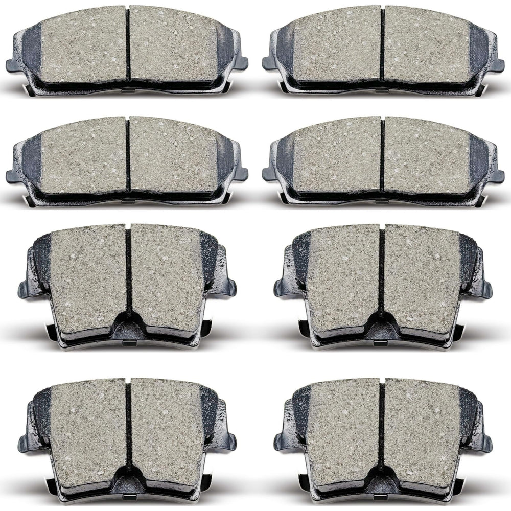 DYZJKWJW D1056/D1057 front brake pads close-up with ceramic material and low dust.