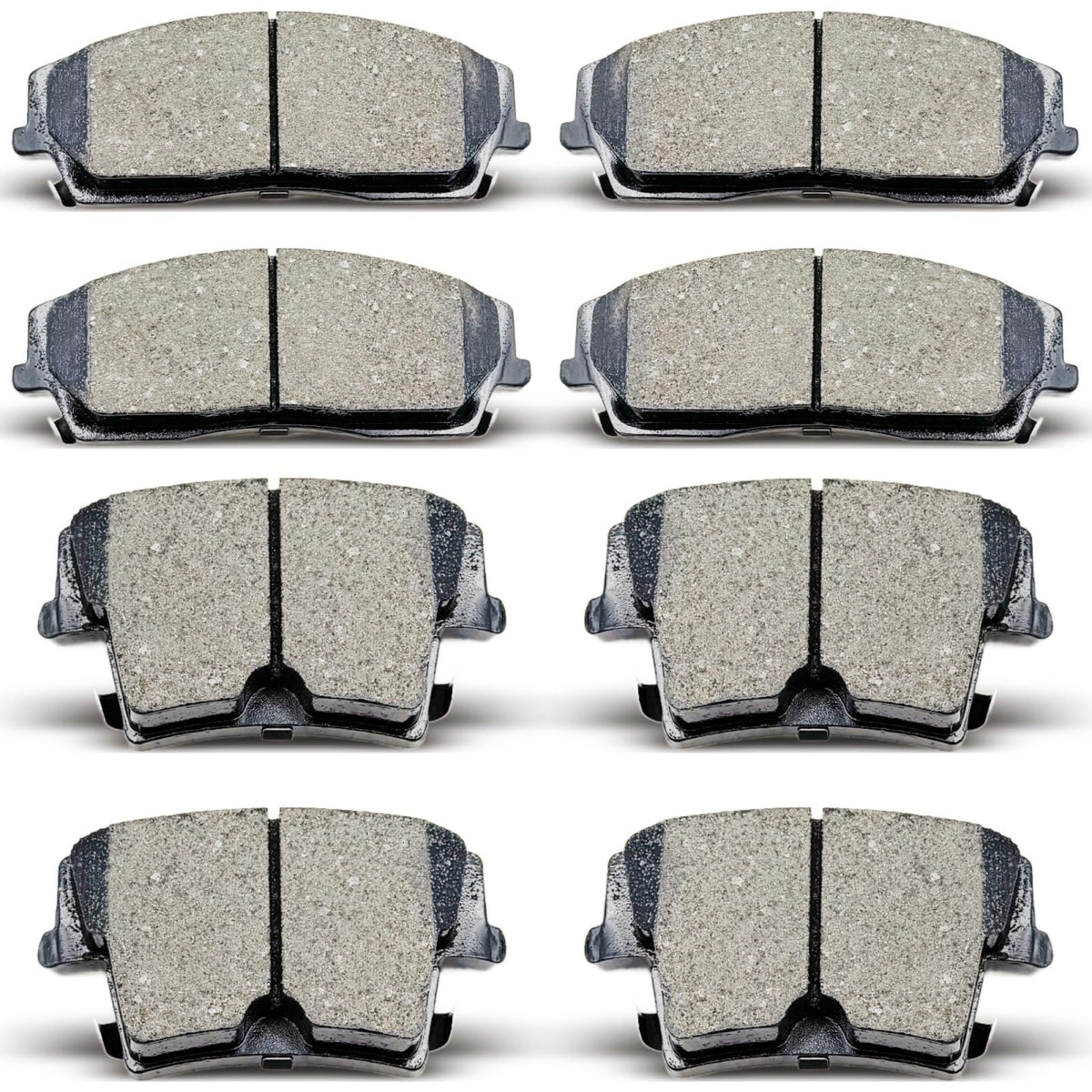DYZJKWJW D1056/D1057 front brake pads close-up with ceramic material and low dust.