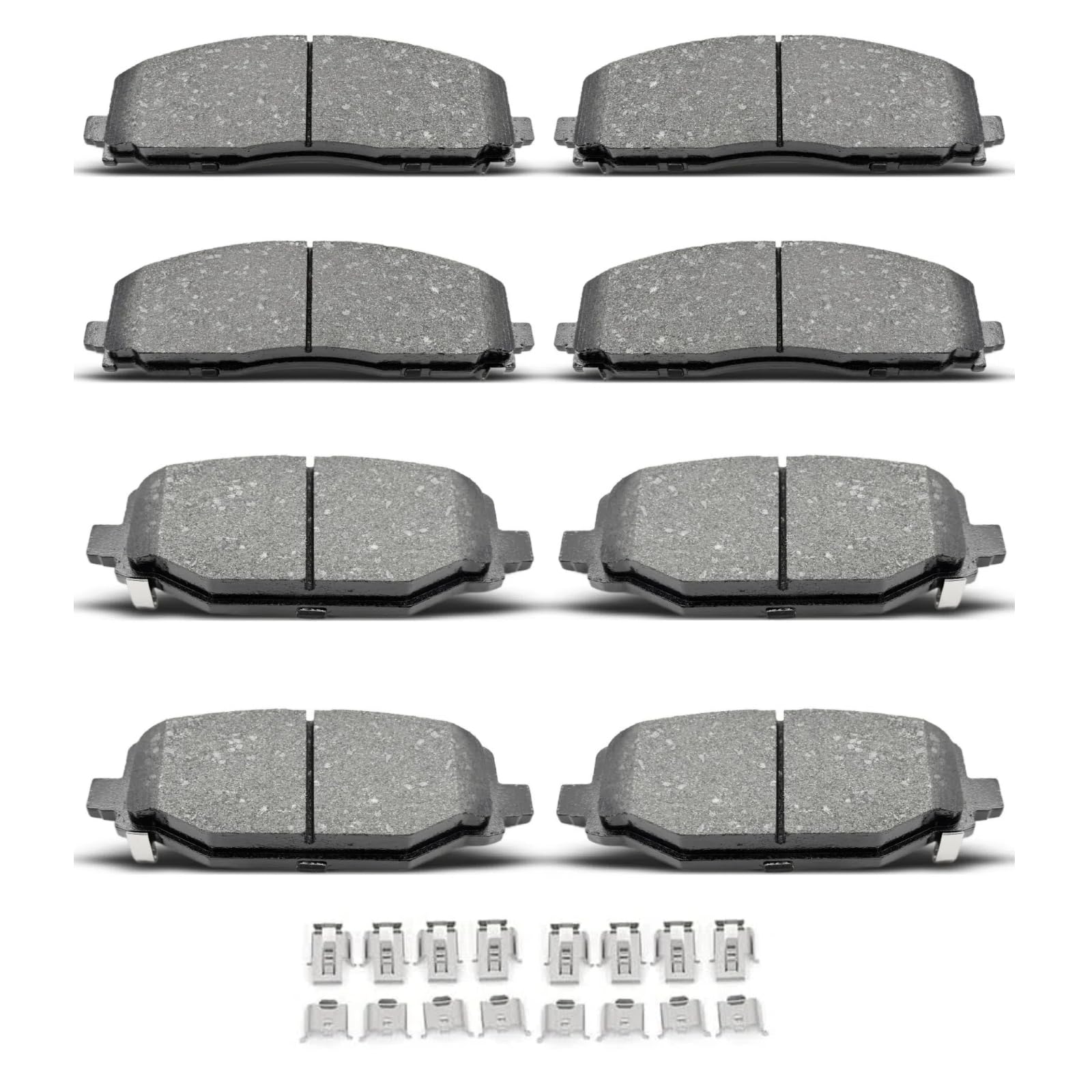 DYZJKWJW D1589/D1596 front view ceramic brake pads with clips for smooth braking.