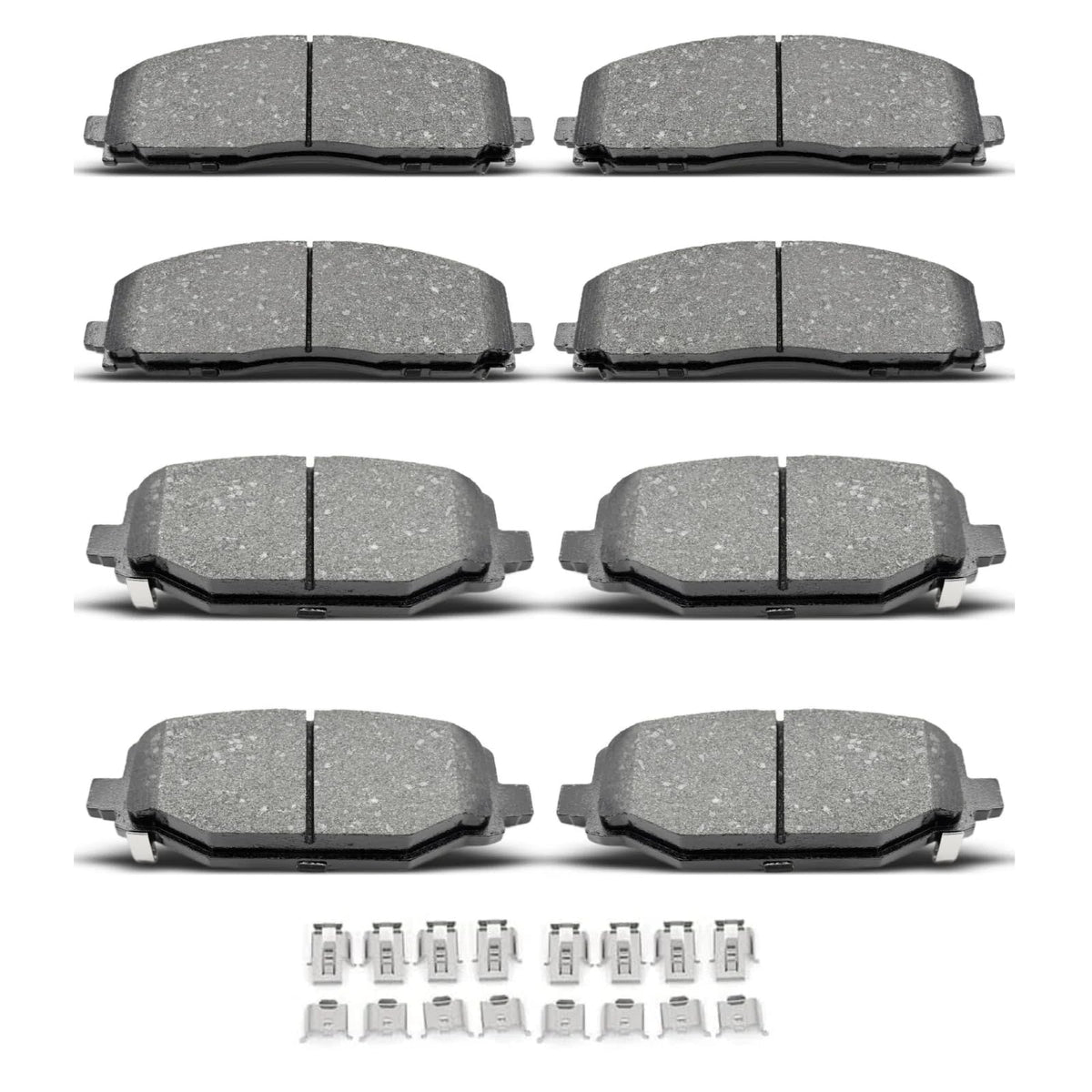 DYZJKWJW D1589/D1596 front view ceramic brake pads with clips for smooth braking.