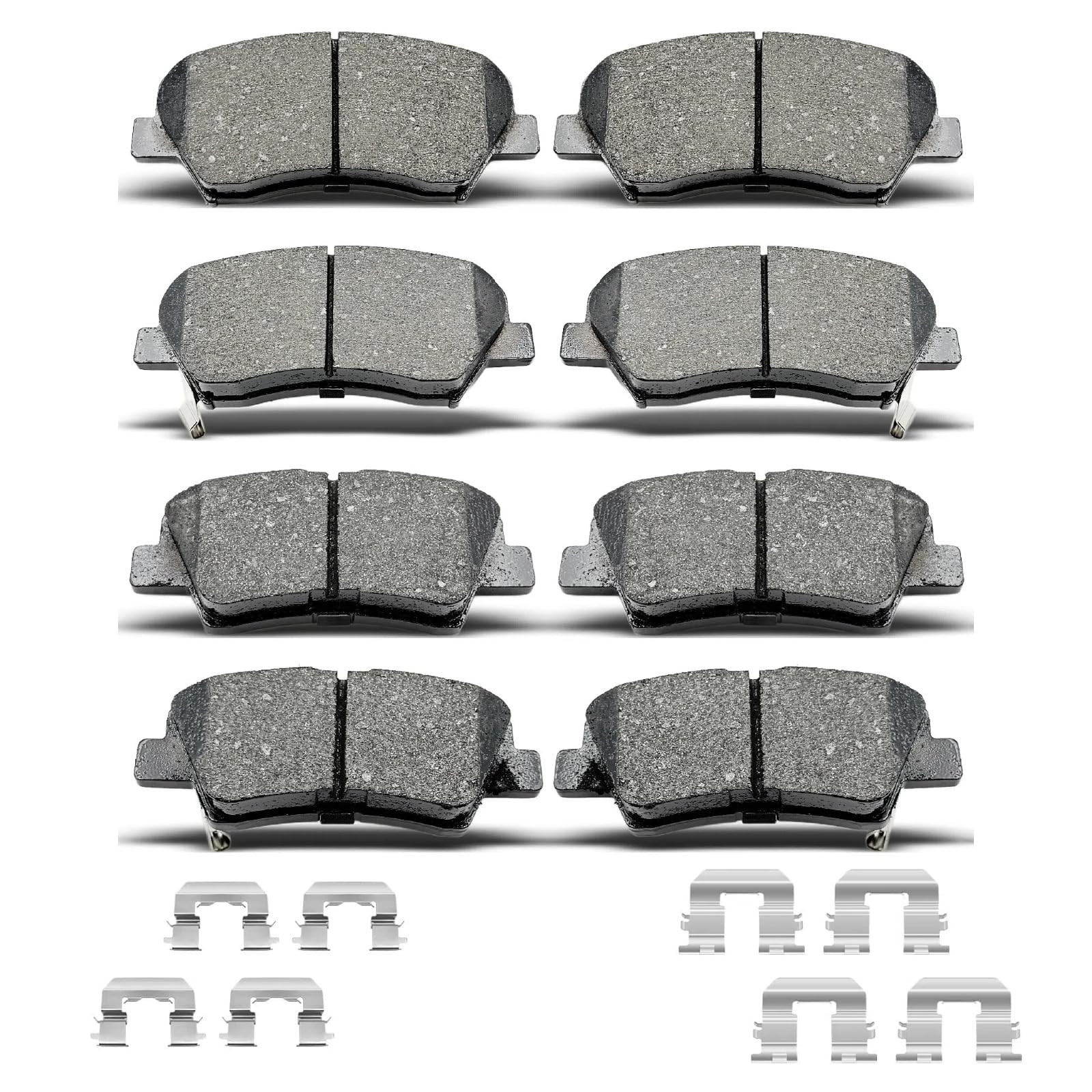 DYZJKWJW front and rear ceramic brake pads with clips for smooth braking.