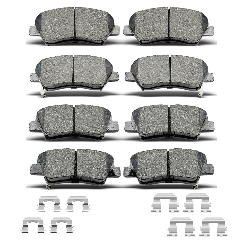 DYZJKWJW front and rear ceramic brake pads with clips for smooth braking.