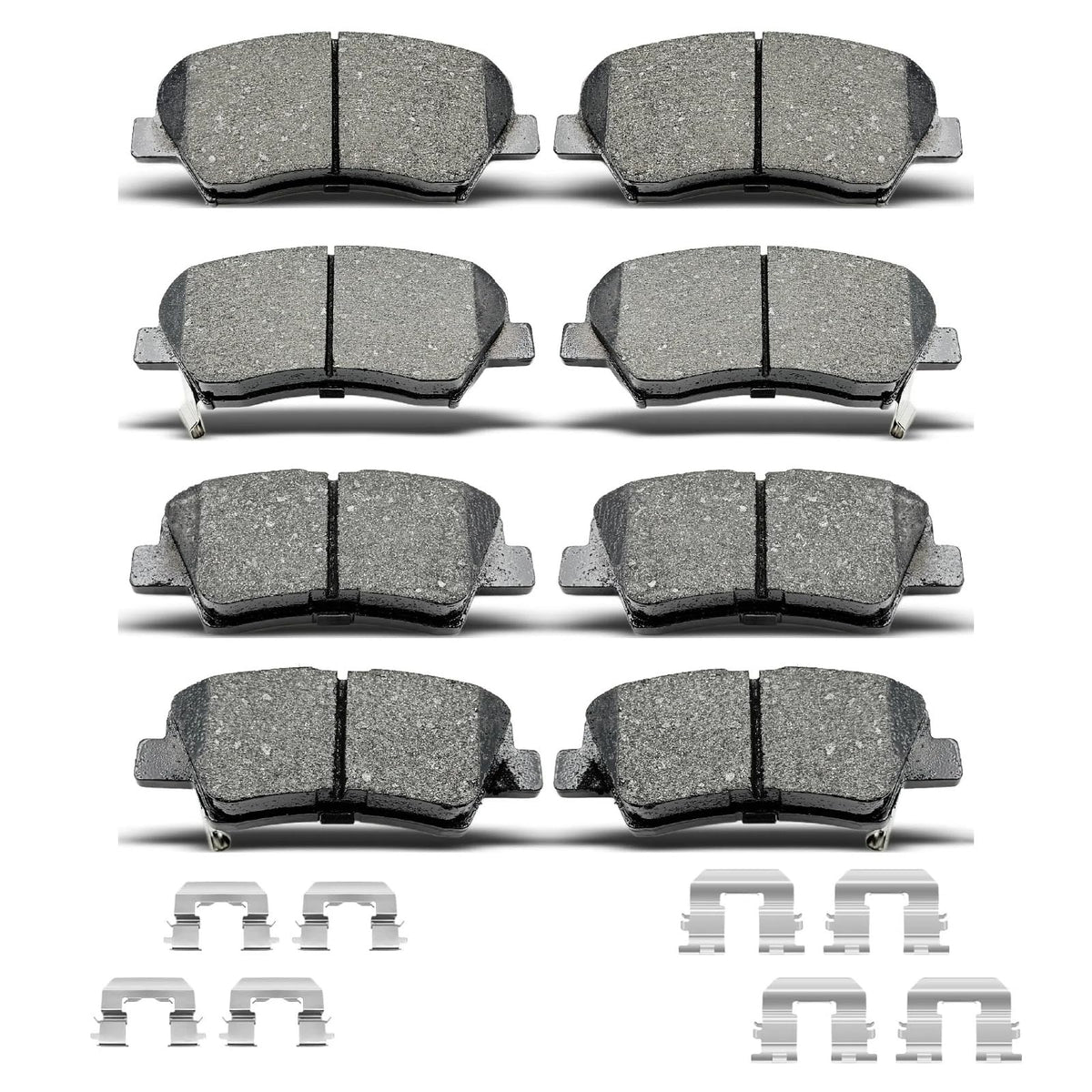 DYZJKWJW front and rear ceramic brake pads with clips for smooth braking.