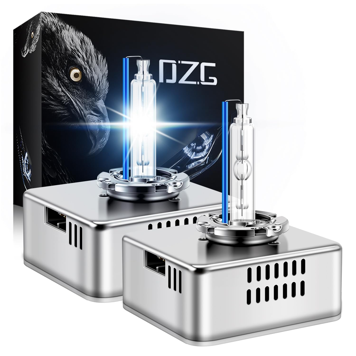 DZG D5S bulb front view with 8000K cool white illumination.